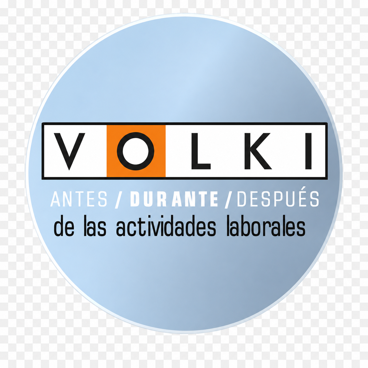 Emblema institucional de VOLKI para la protección laboral antes, durante y después de las actividades laborales